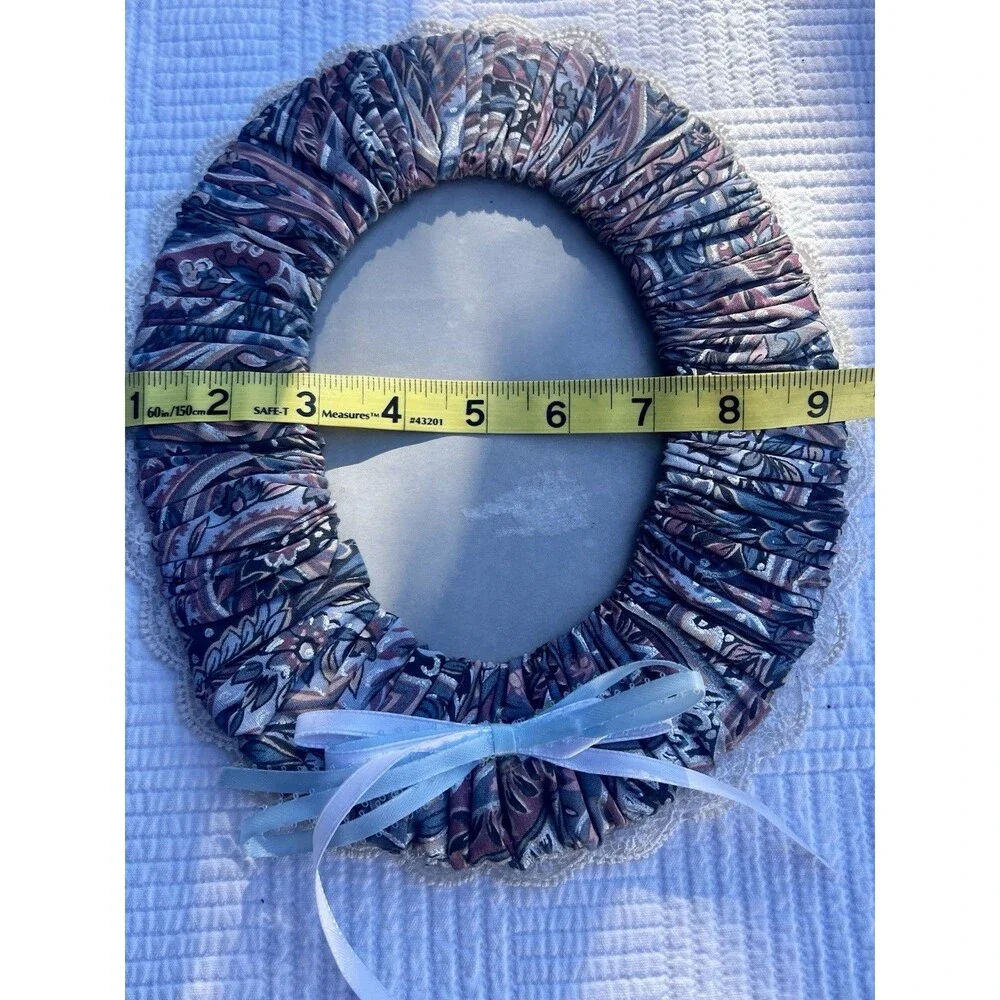 Handmade Paisley Fabric Photo Frame Lace Trim 11x9 Cottagecore Picture Holder